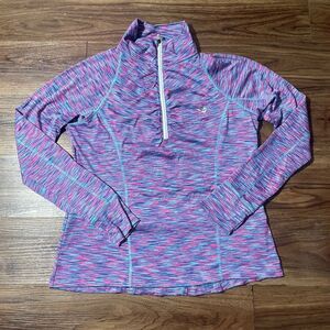 Pony 1/4 Zip Activewear Sweatshirt Pullover Back Pocket Sweater Purple Womens LG